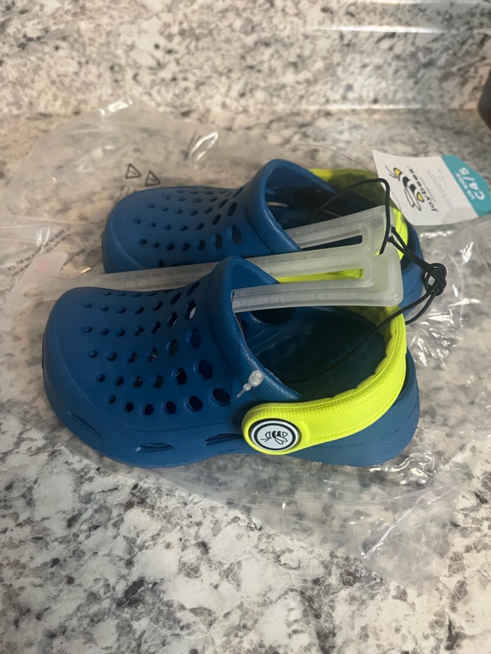 Kids Blue Water Clog with Neon Yellow Strap - Lightweight Splash Shoe